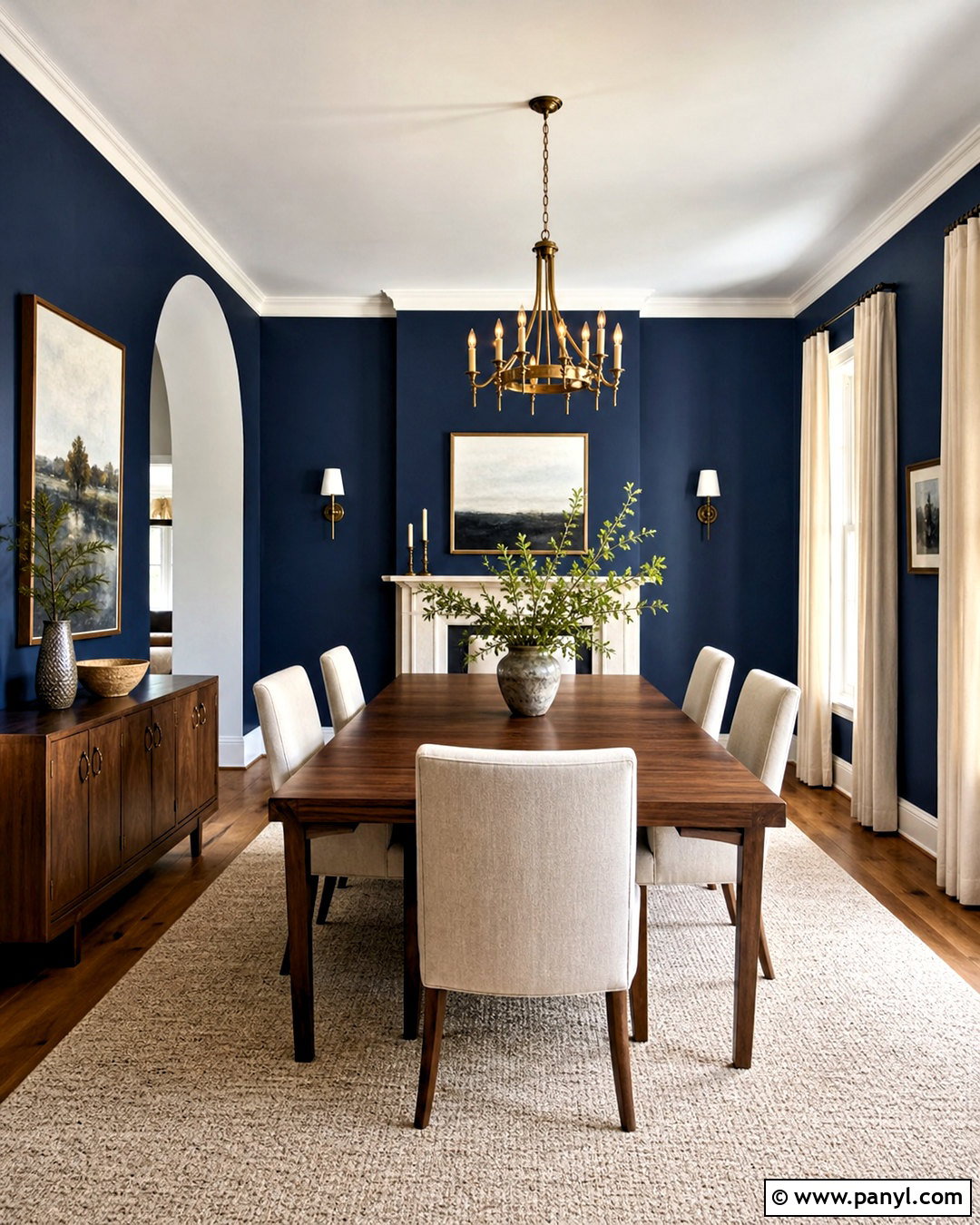 Inky Blue Dining Room With Wood Furniture - 20 inky blue sherwin williams ideas