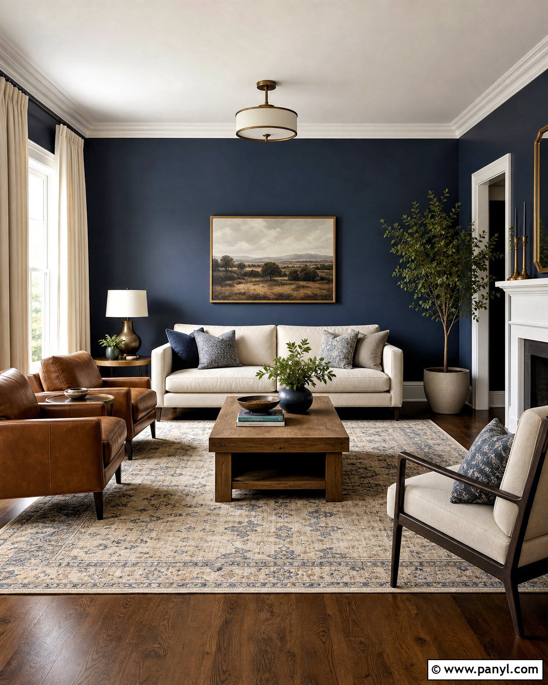 Inky Blue Living Room With White Trim - 20 inky blue sherwin williams ideas
