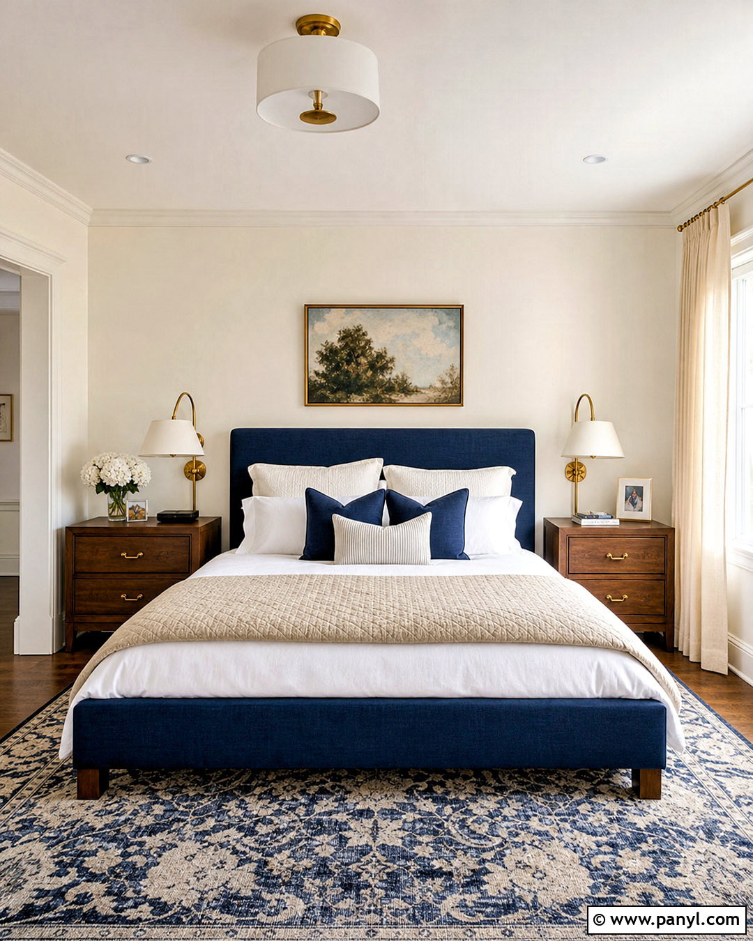 Intimate White Bedroom With Navy Blue - 20 intimate white sherwin williams ideas