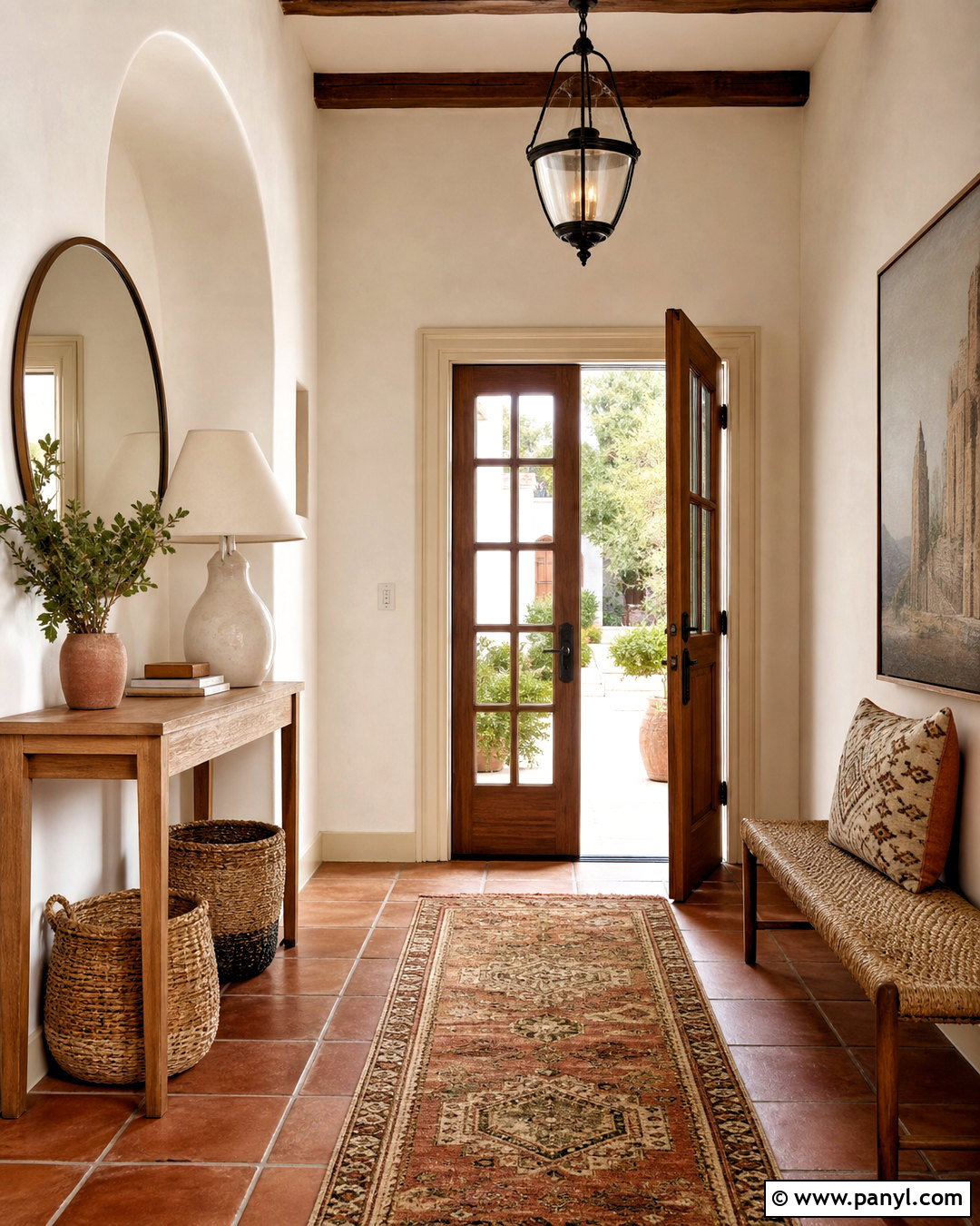 Intimate White Entryway With Terracotta Tile - 20 intimate white sherwin williams ideas