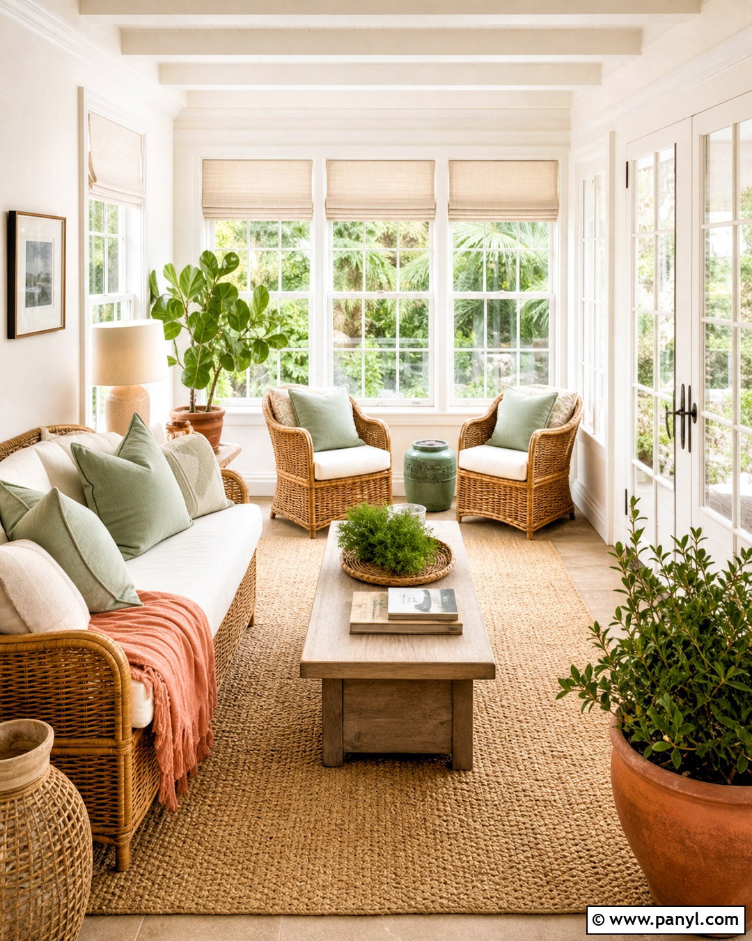 Intimate White Sunroom With Rattan Furniture - 20 intimate white sherwin williams ideas