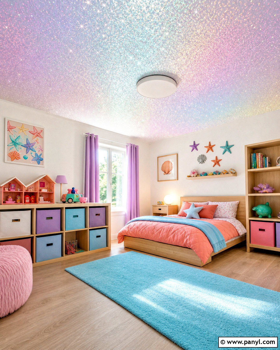 Iridescent Glitter Ceiling Kids Room - 20 glitter ceiling ideas