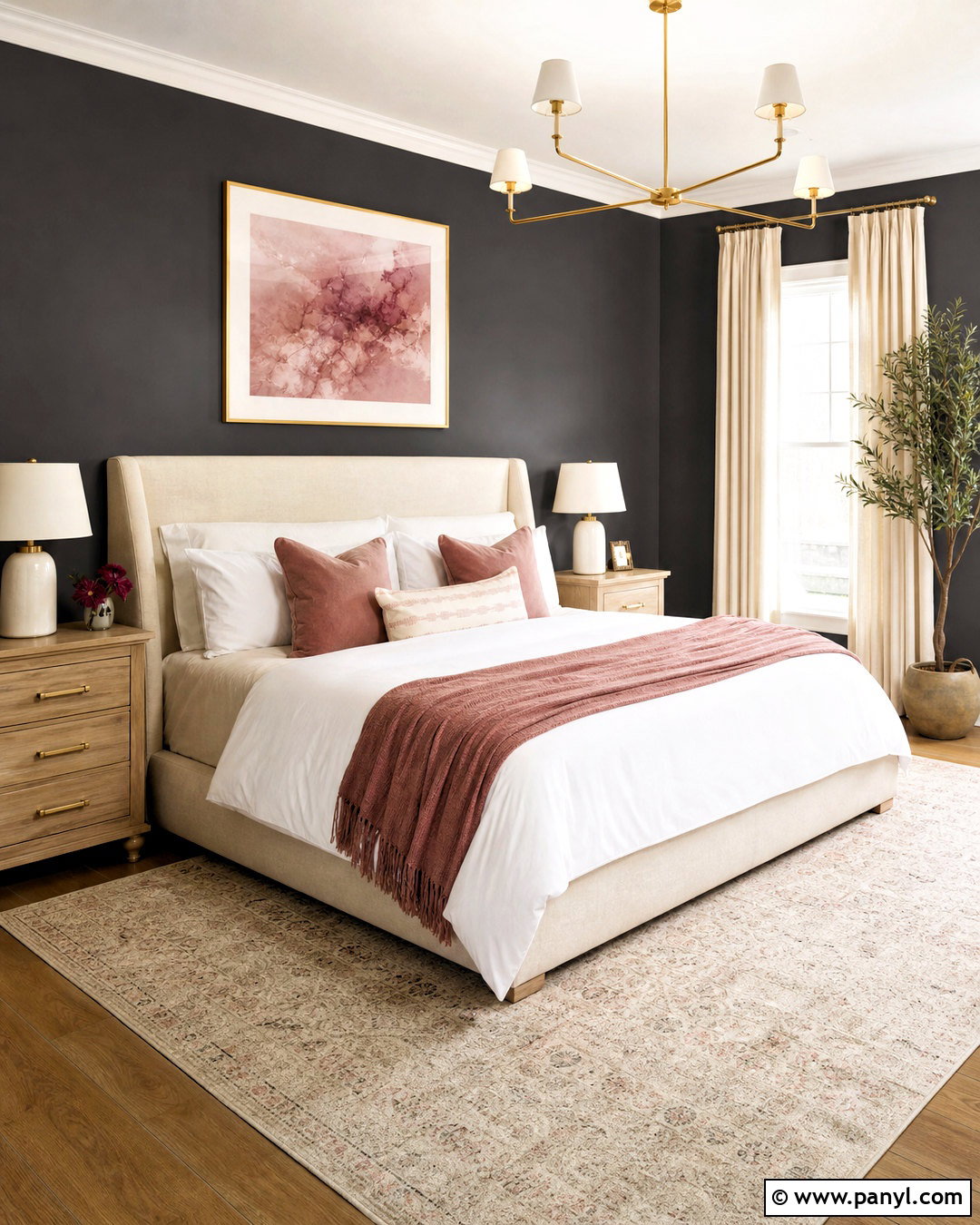 Iron Ore Accent Wall With Blush Pink Decor - 20 iron ore accent wall bedroom ideas