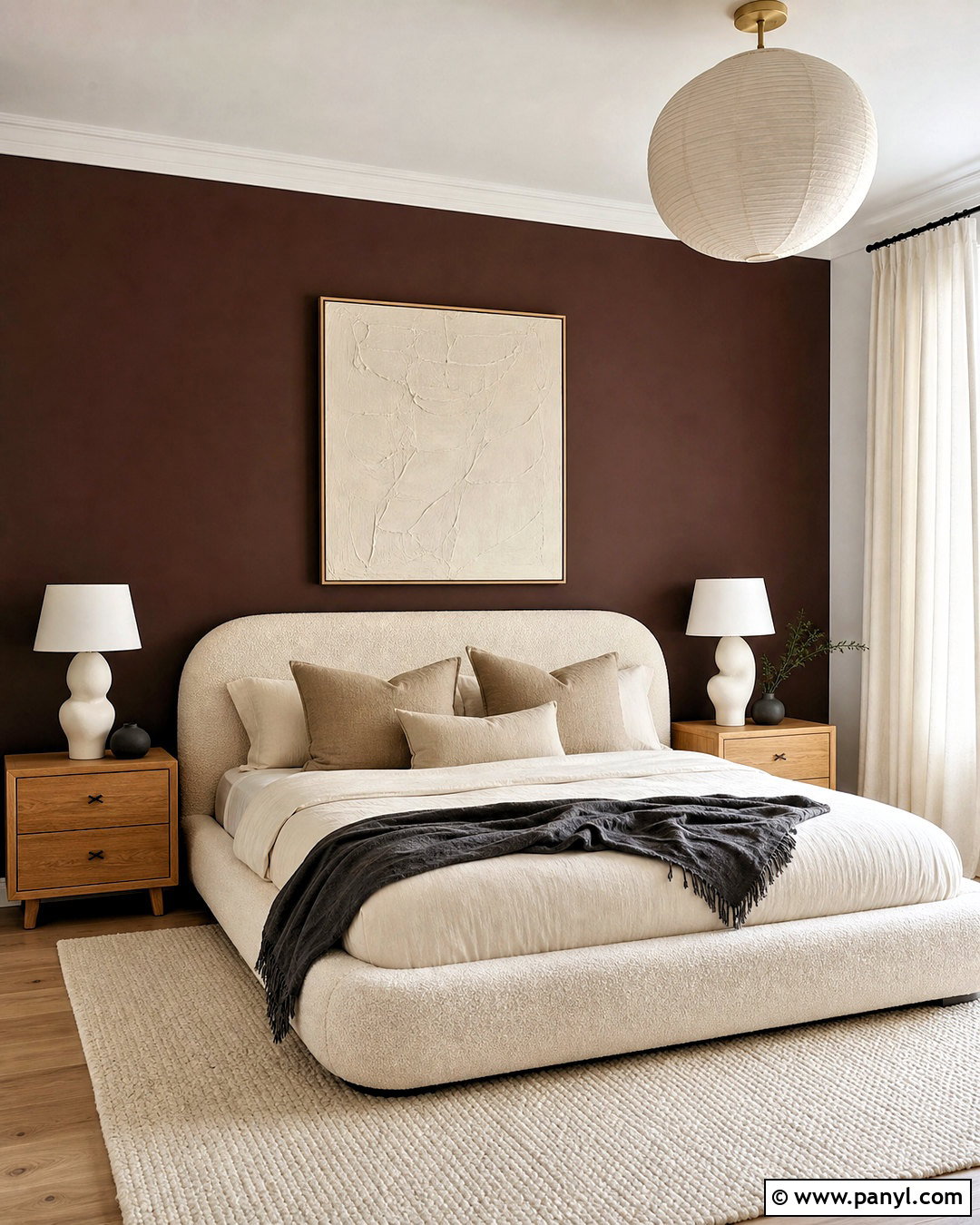 Iron Ore Accent Wall With Cream Boucle Bed - 20 iron ore accent wall bedroom ideas
