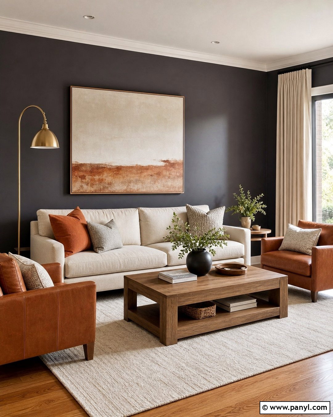 Iron Ore Accent Wall With Cream Sofa - 30 Iron Ore Sherwin Williams Accent Wall Ideas