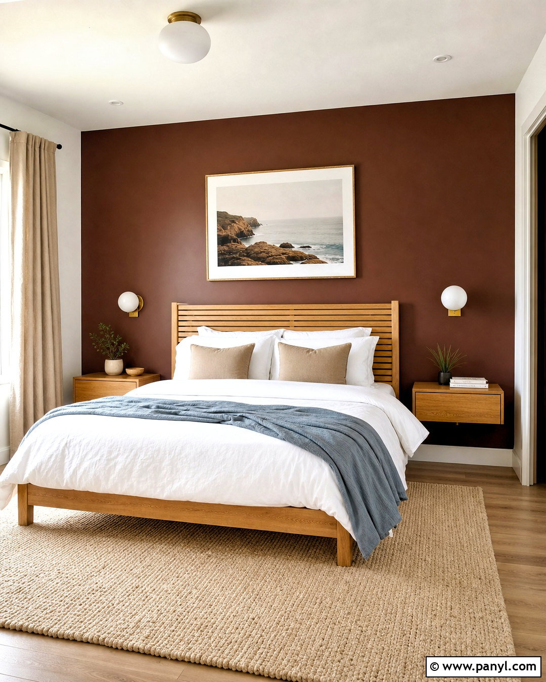 Iron Ore Accent Wall With Light Oak Bed - 20 iron ore accent wall bedroom ideas