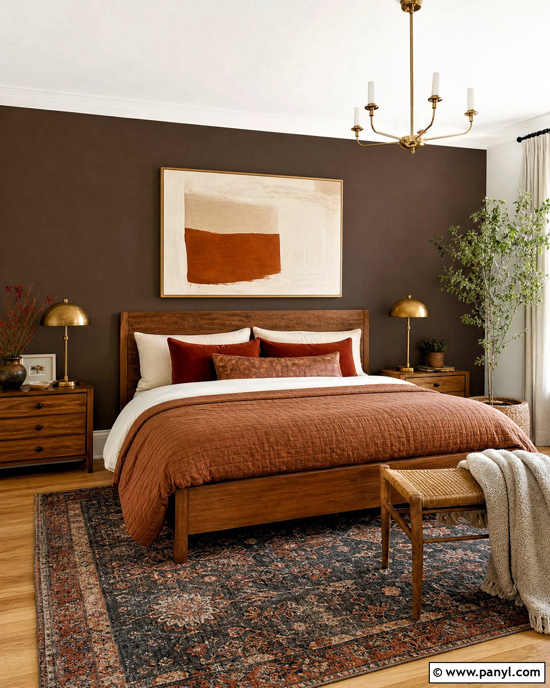 Iron Ore Accent Wall With Rust Bedding - 20 iron ore accent wall bedroom ideas