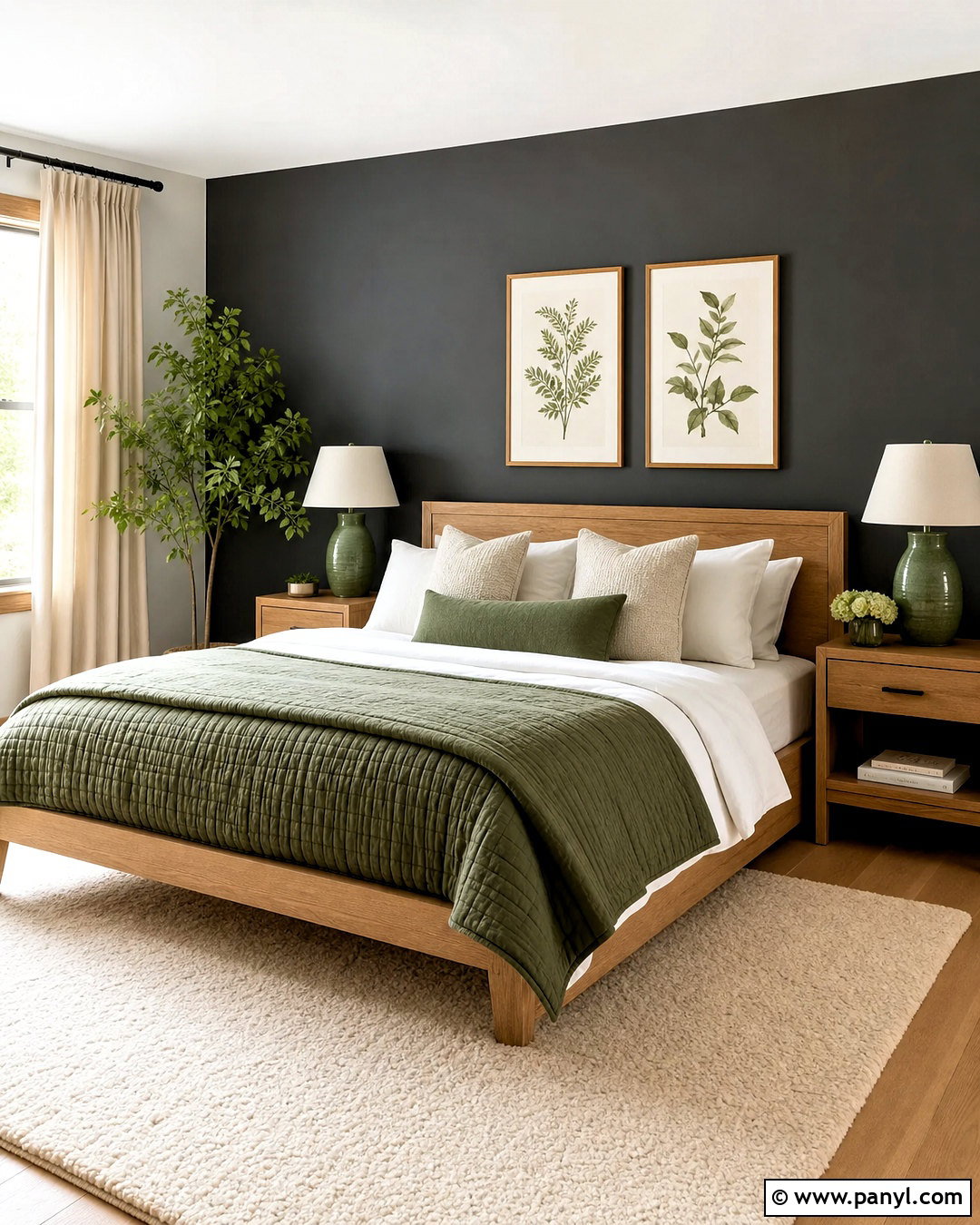 Iron Ore Accent Wall With Sage Green Bedding - 20 iron ore accent wall bedroom ideas