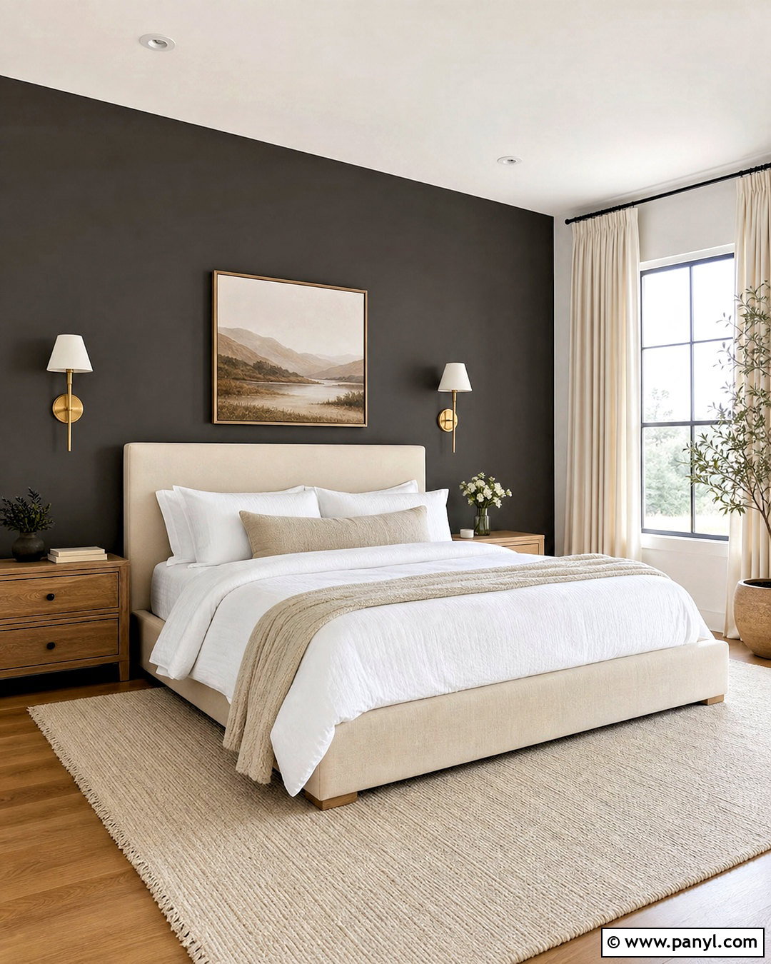 Iron Ore Accent Wall With White Bedding - 20 iron ore accent wall bedroom ideas