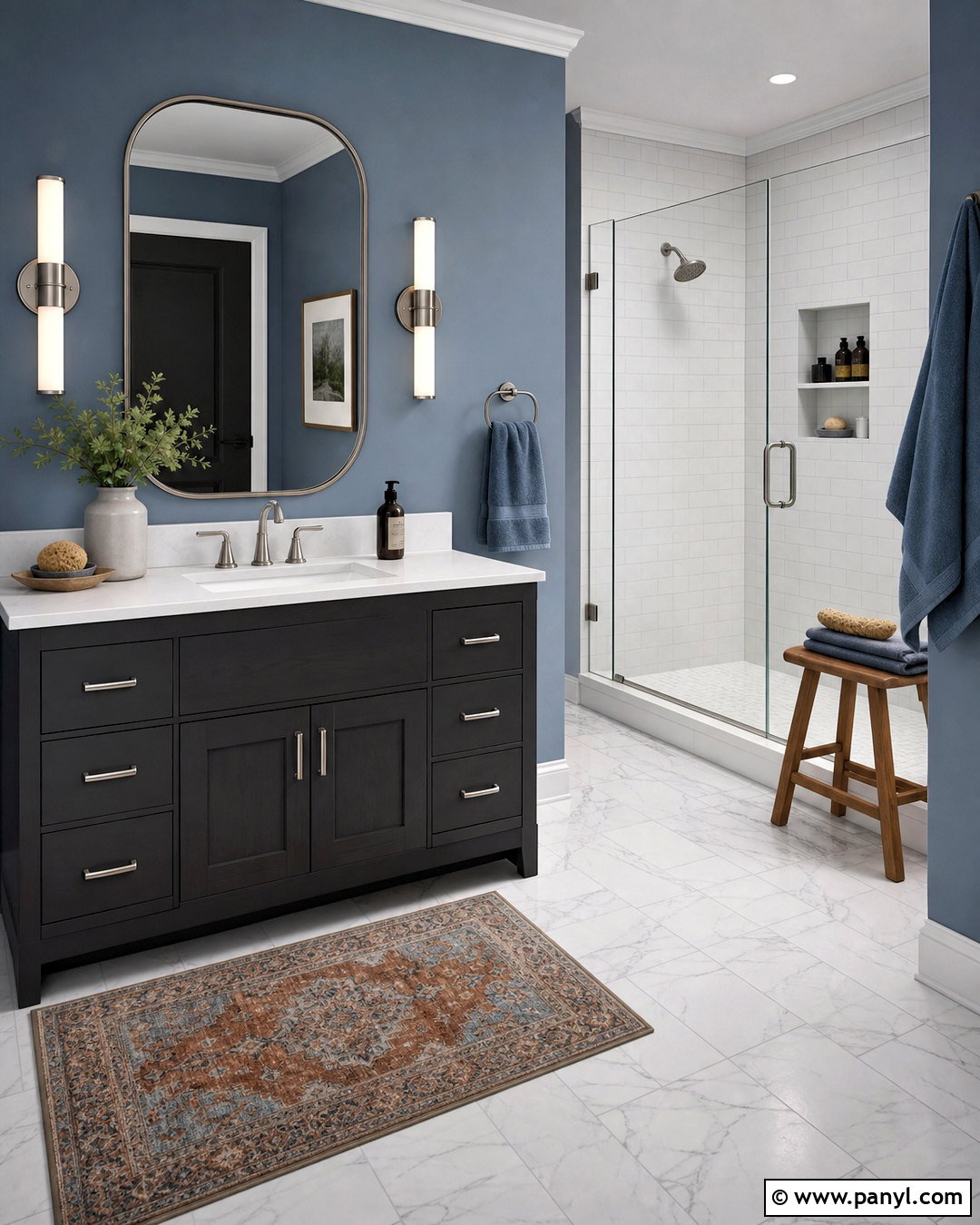 Iron Ore And Dusty Blue Bathroom - 20 iron ore color palette ideas