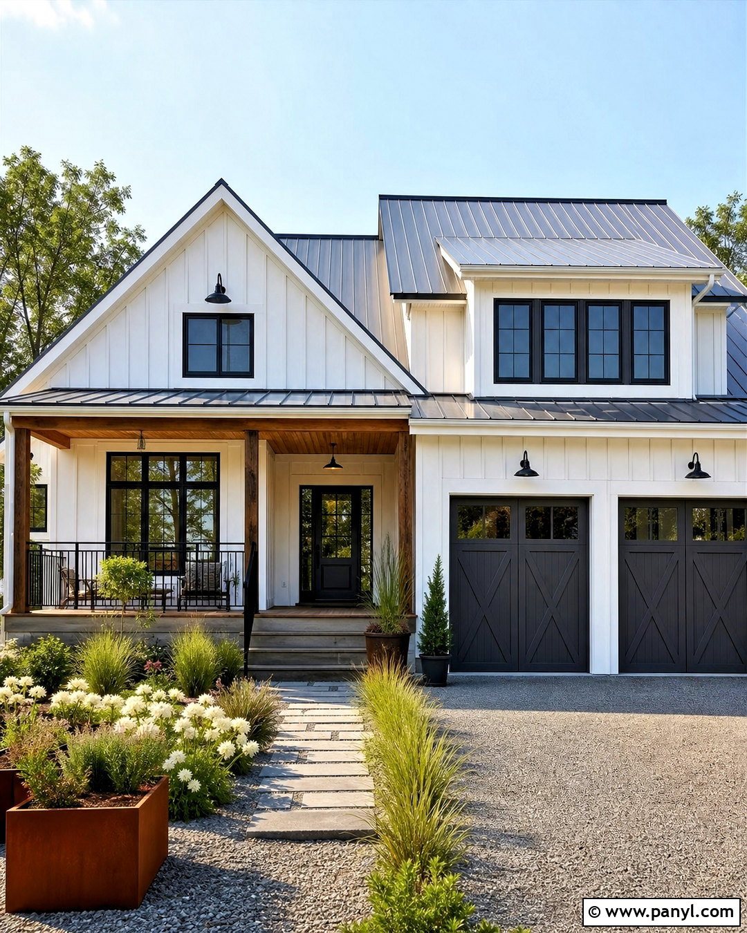 Iron Ore And Soft White Farmhouse Exterior - 20 iron ore color palette ideas