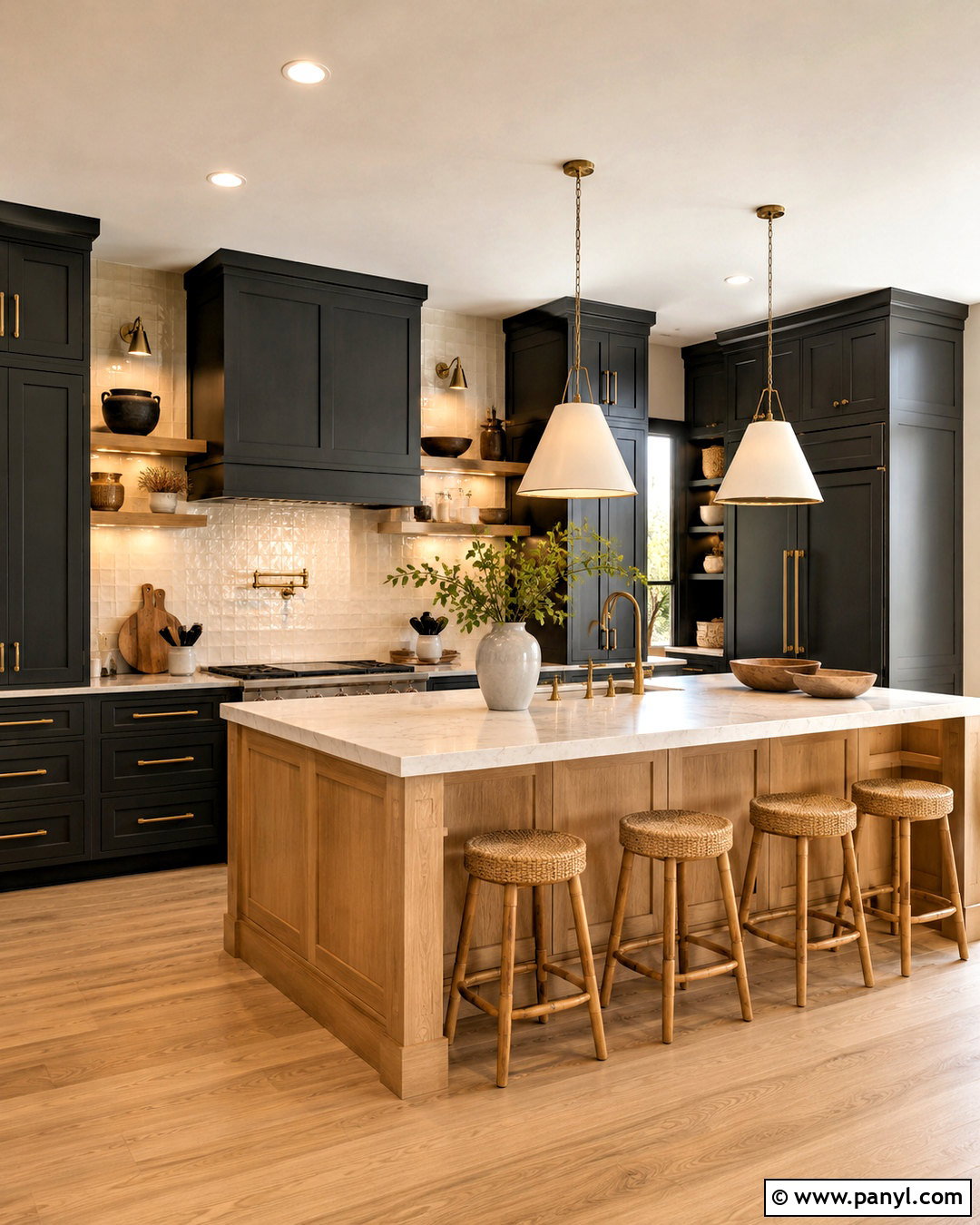 Iron Ore Cabinets With Warm Oak Accents - 20 iron ore sherwin williams cabinets