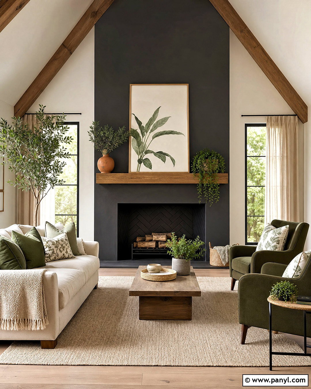 Iron Ore Fireplace With Green Decor - 20 iron ore fireplace ideas