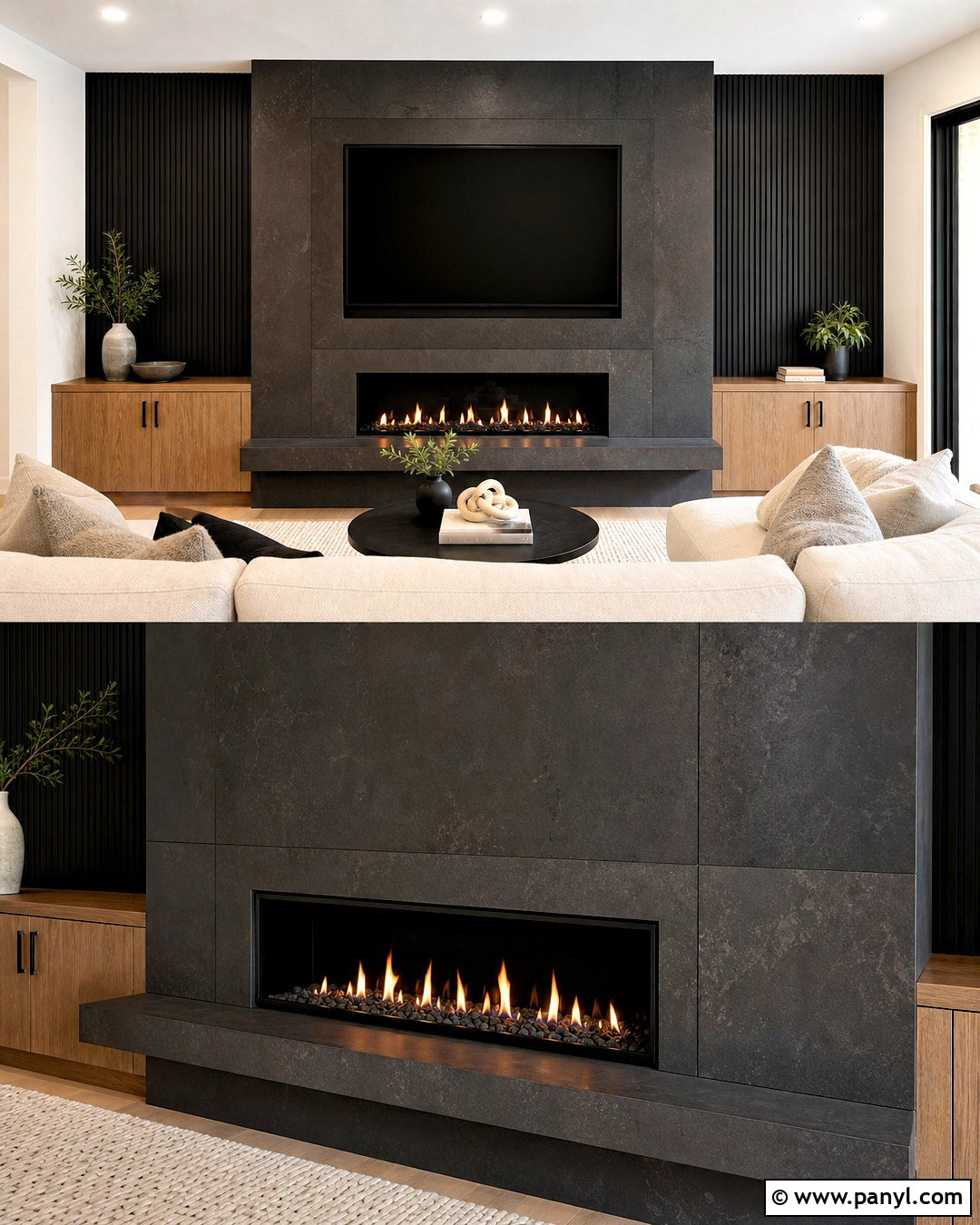 Iron Ore Fireplace With TV - 20 iron ore fireplace ideas