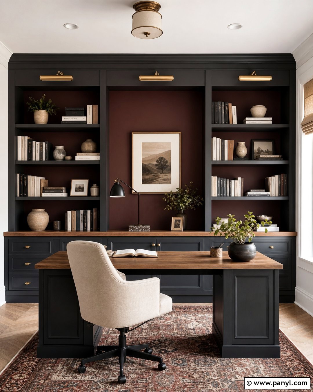 Iron Ore Office Built-In Wall - 30 Iron Ore Sherwin Williams Accent Wall Ideas