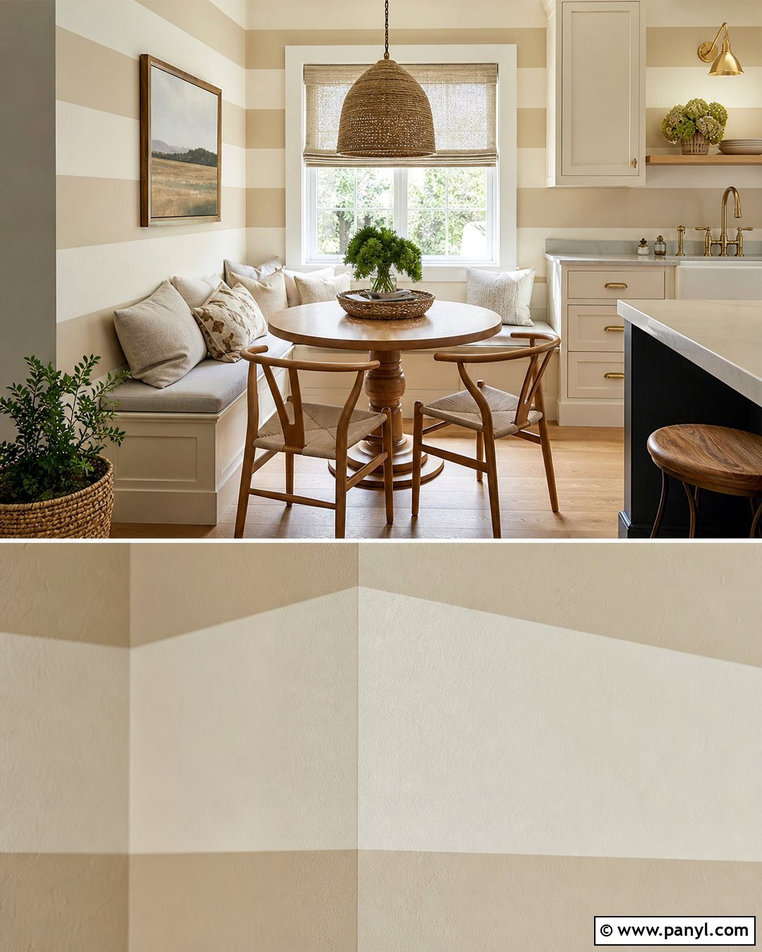 Ivory And Tan Breakfast Nook Stripes - 20 Neutral Color Wall Stripes