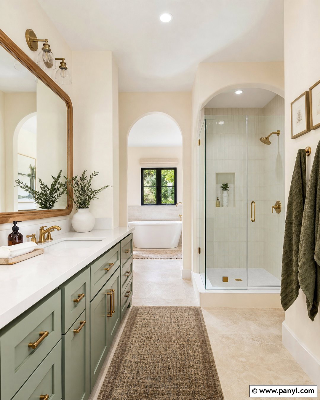 Ivory Bathroom With Sage Vanity - 35 Ivory Wall Paint Ideas