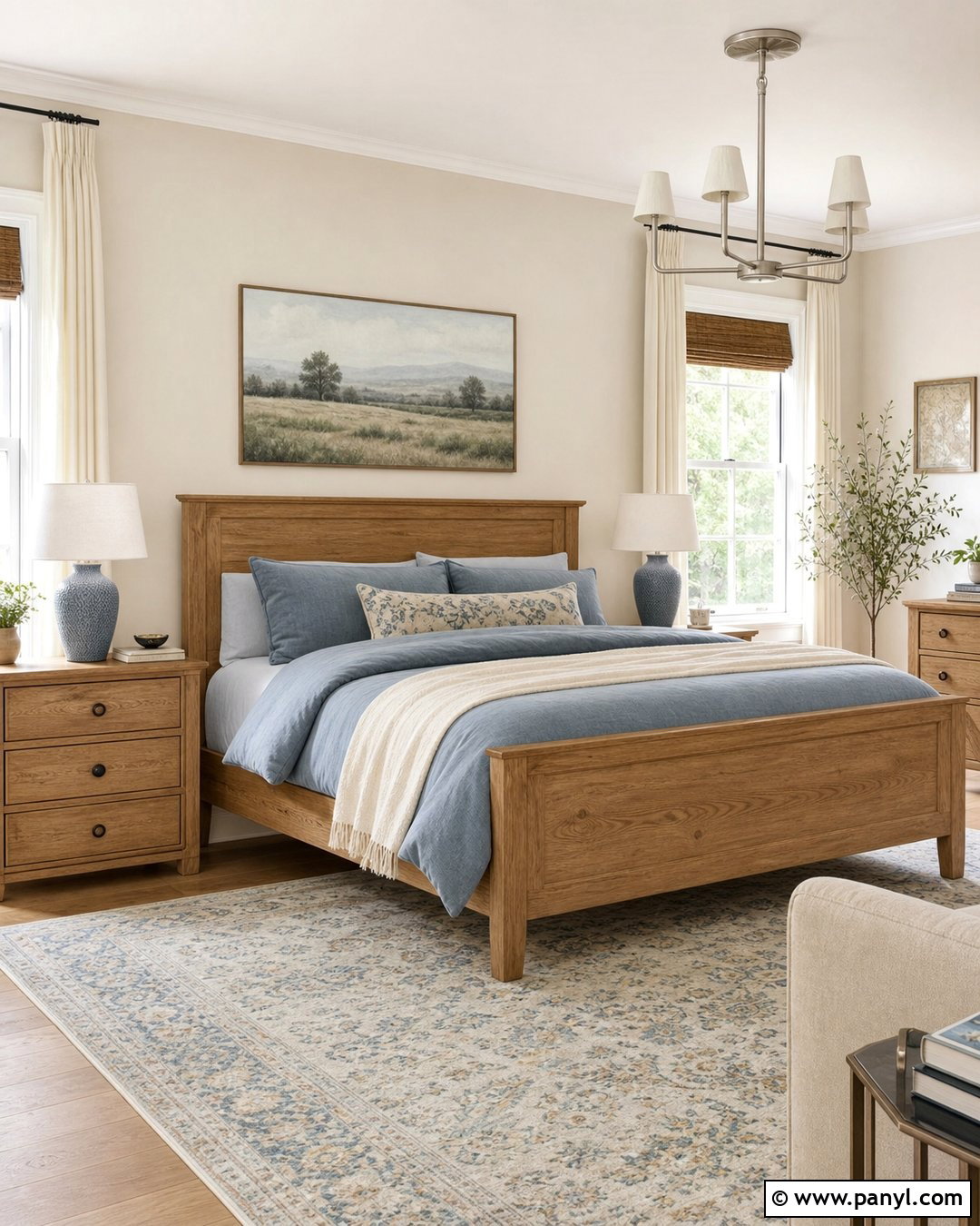 Ivory Bedroom With Dusty Blue - 35 Ivory Wall Paint Ideas
