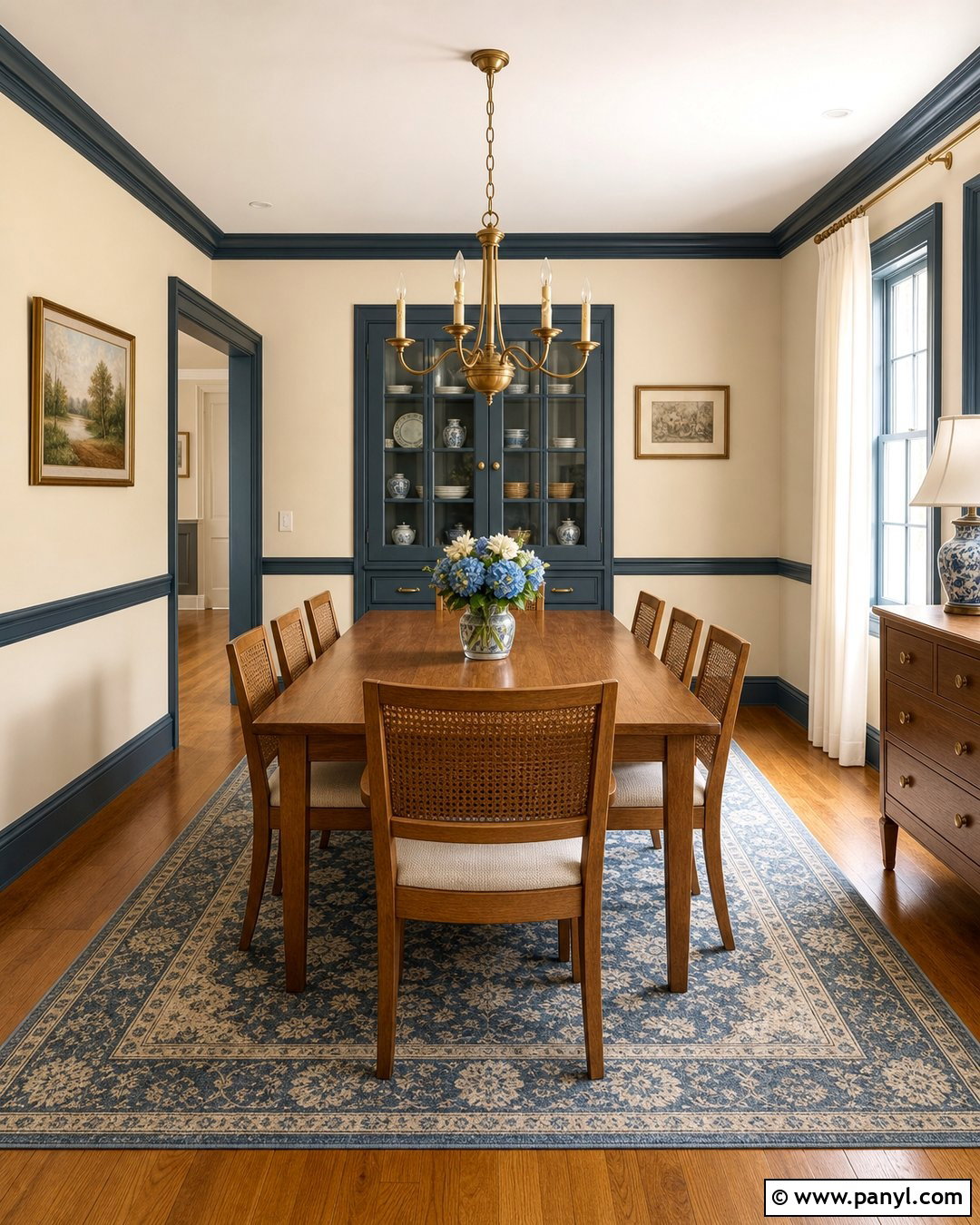 Ivory Dining Room With Blue Trim - 35 Ivory Wall Paint Ideas