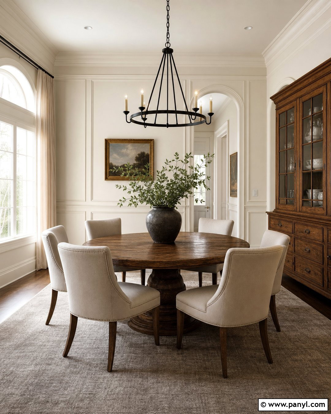 Ivory Dining Room With Picture Frame Molding - 35 Ivory Wall Paint Ideas