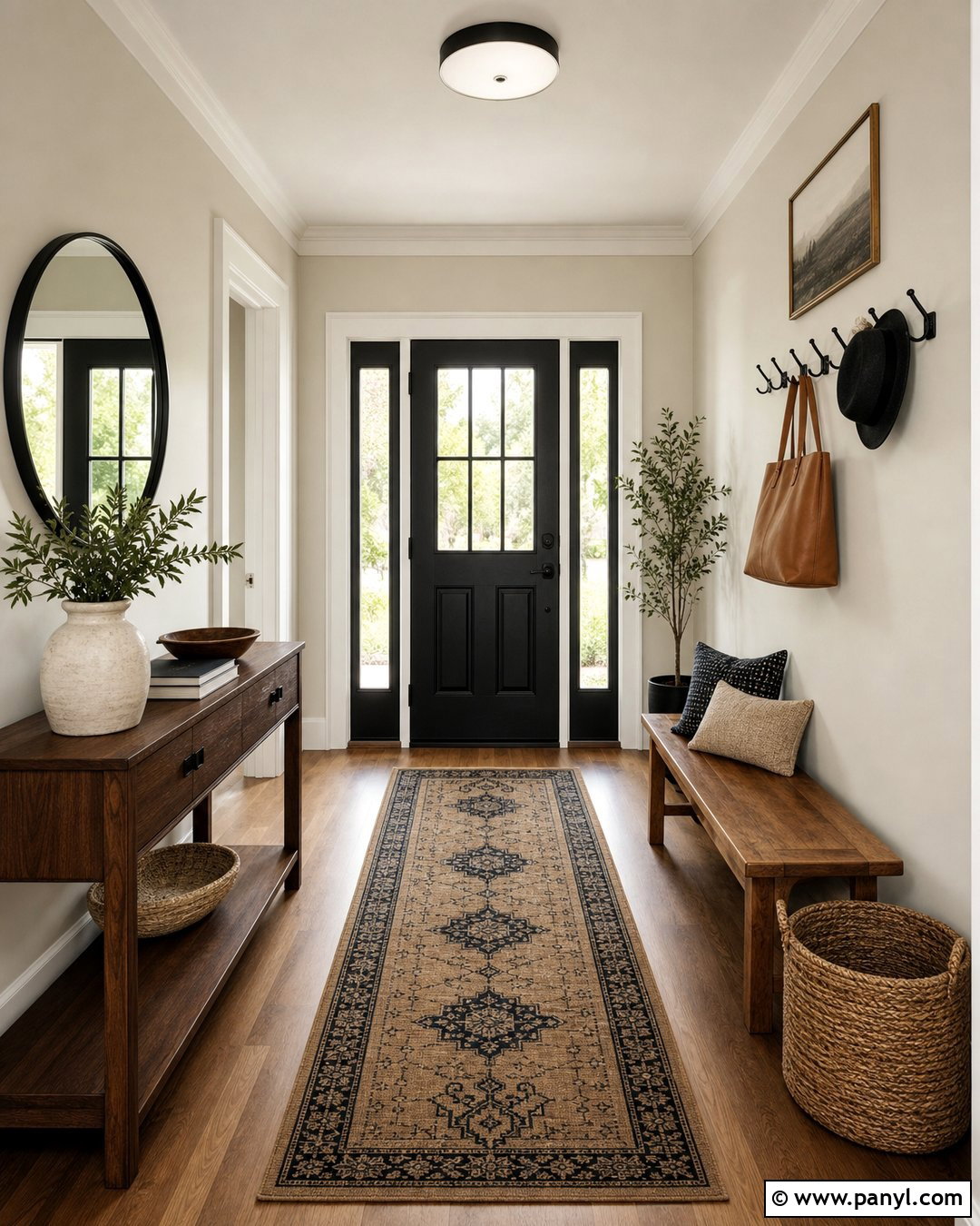 Ivory Entryway With Black Door - 35 Ivory Wall Paint Ideas
