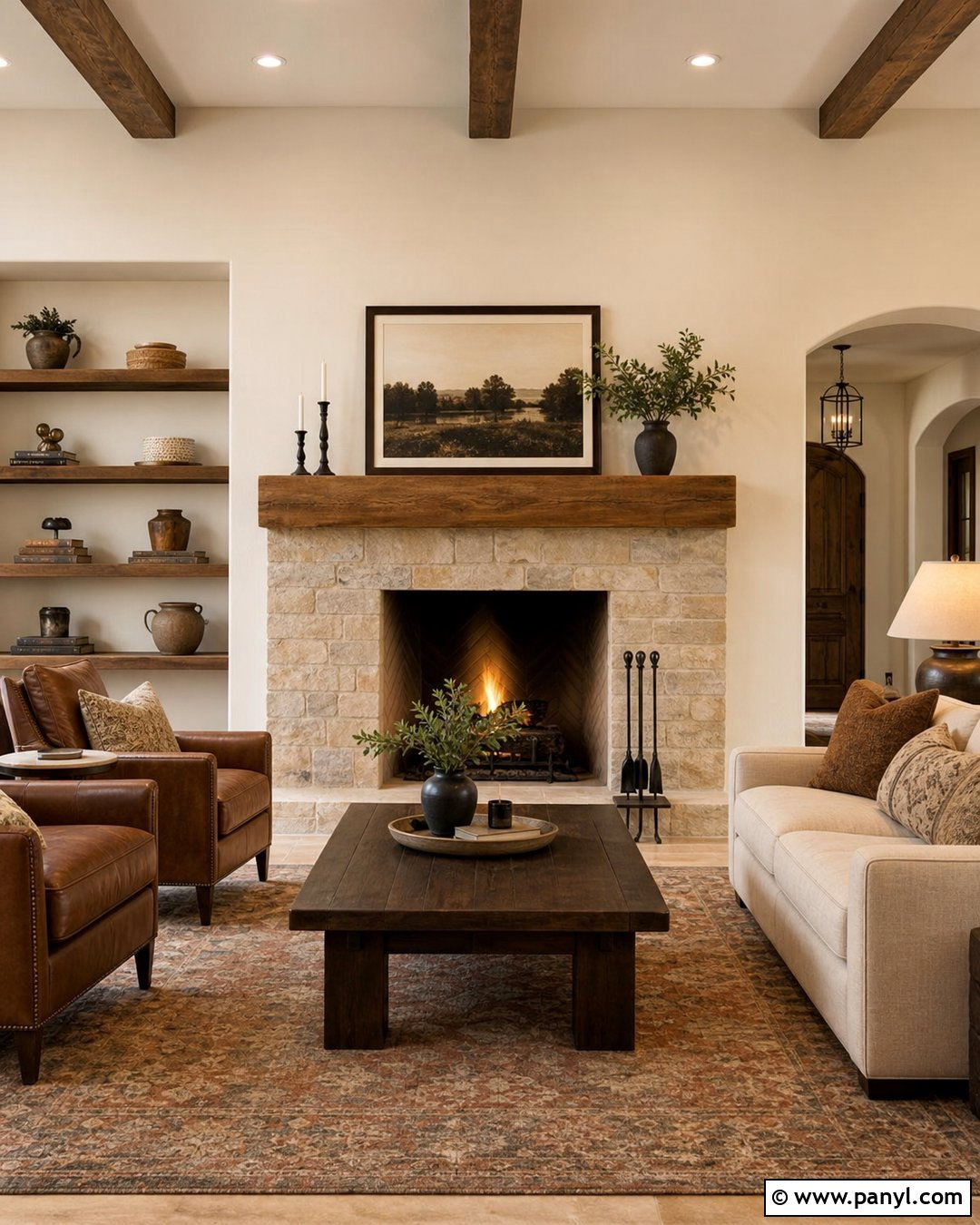 Ivory Fireplace With Stone Surround - 35 Ivory Wall Paint Ideas