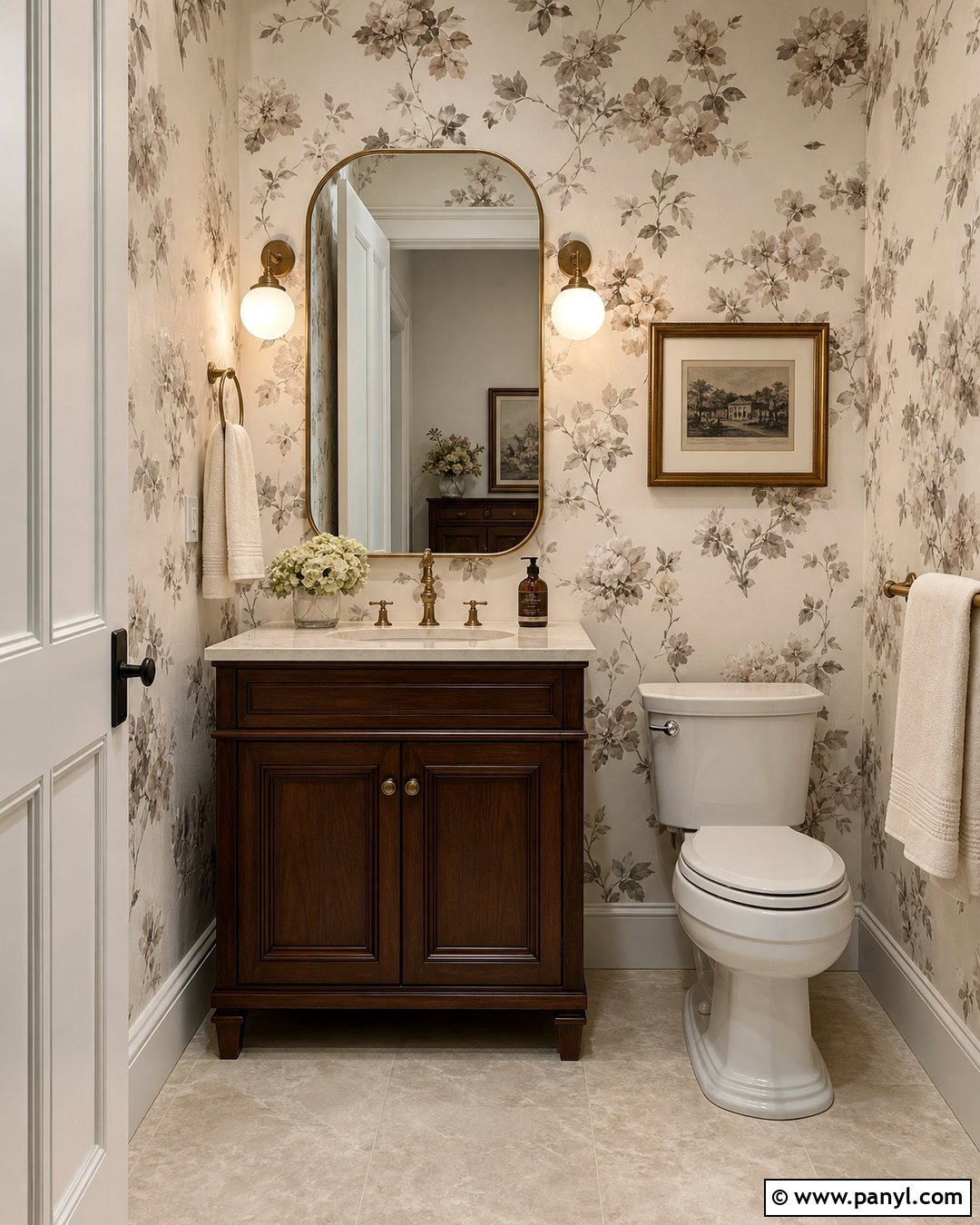 Ivory Floral Wallpaper Powder Room - 30 neutral colors wallpaper ideas