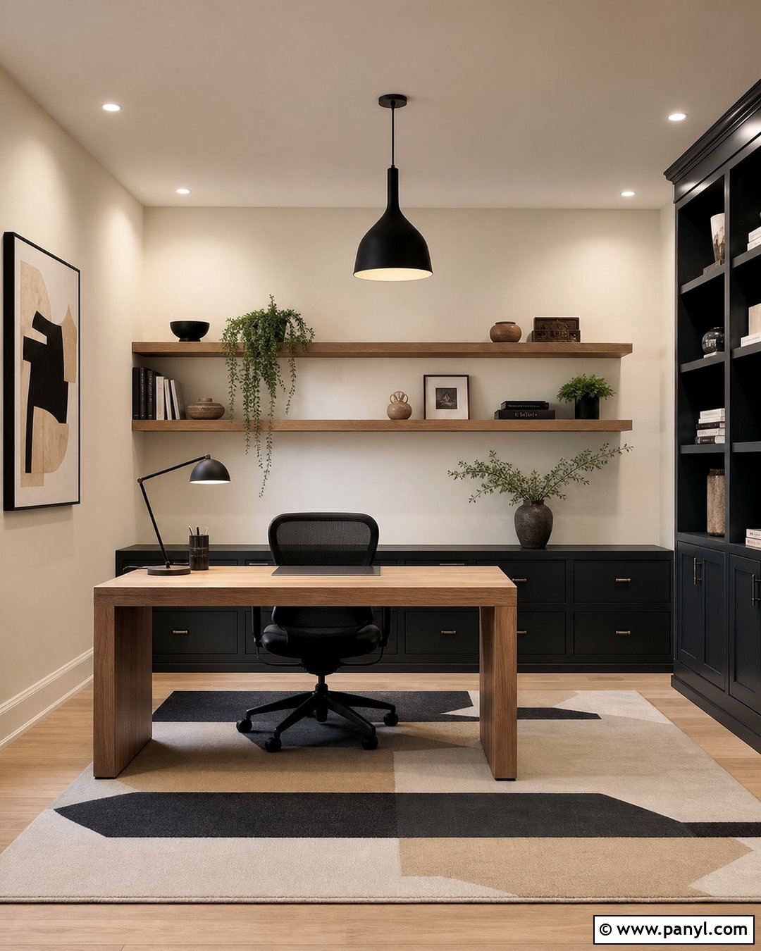 Ivory Home Office With Charcoal Accents - 35 Ivory Wall Paint Ideas