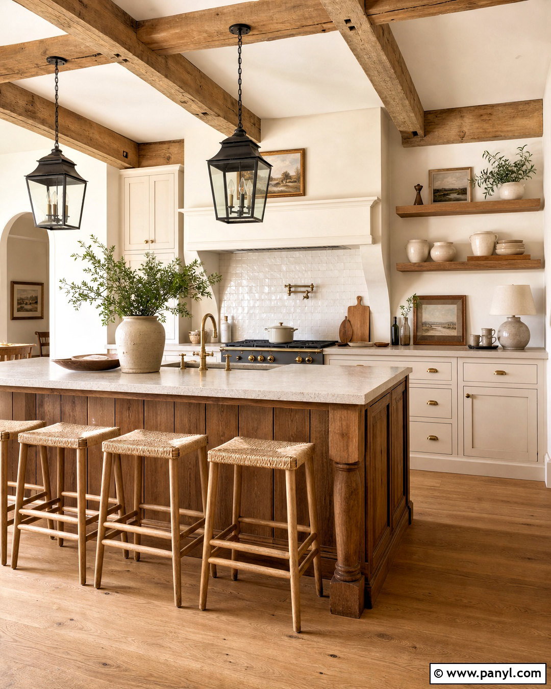 Ivory Lace Farmhouse Kitchen With Wood Beams - 20 ivory lace sherwin williams ideas