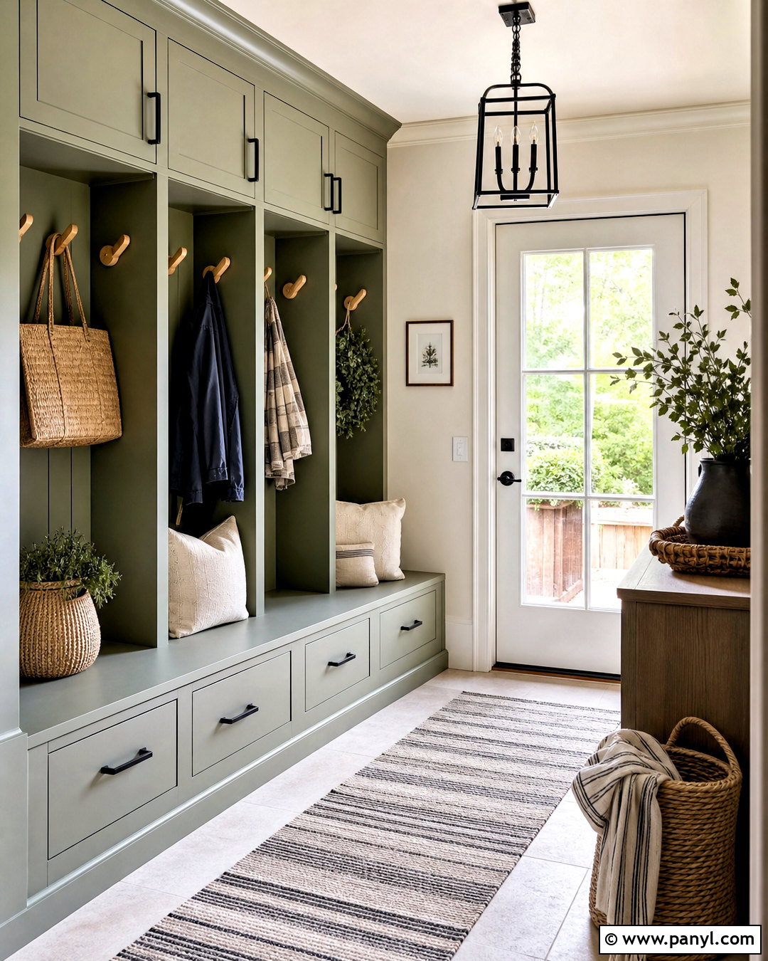 Ivory Lace Mudroom With Olive Green Storage - 20 ivory lace sherwin williams ideas