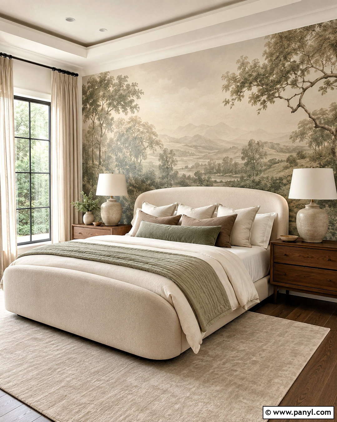 Ivory Landscape Mural Bedroom - 20 light colored wallpaper ideas
