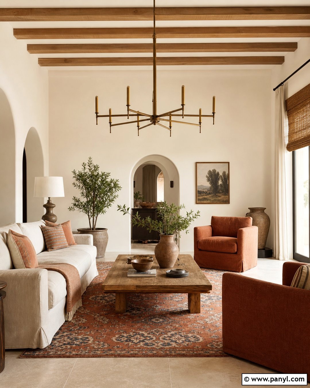 Ivory Living Room With Terracotta - 35 Ivory Wall Paint Ideas