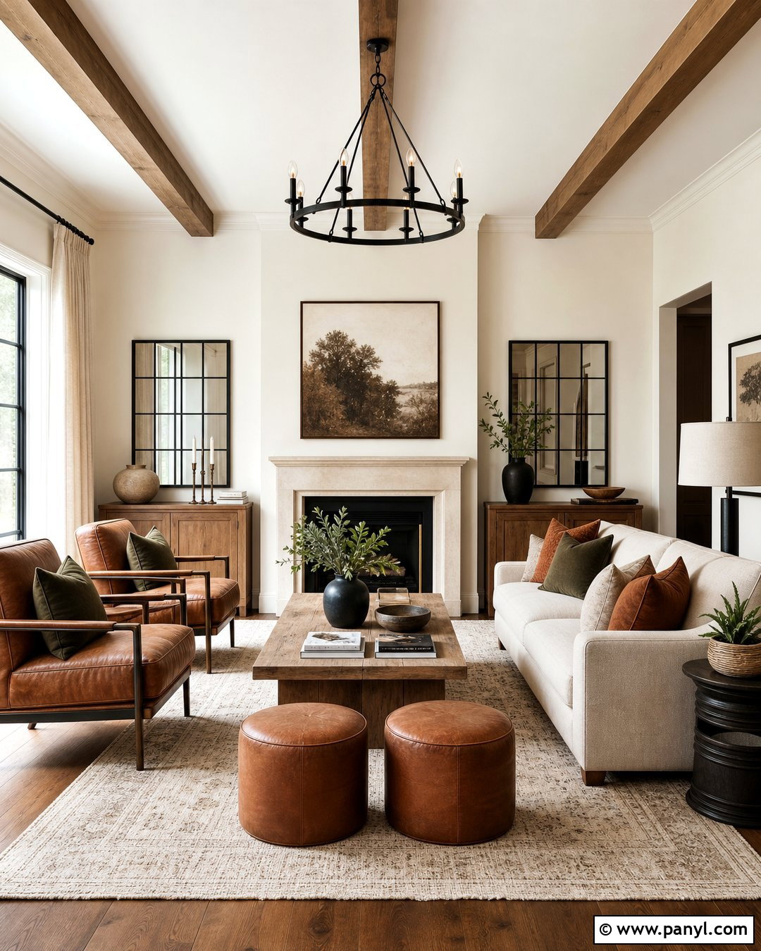 Ivory Living Room With Warm Wood - 35 Ivory Wall Paint Ideas