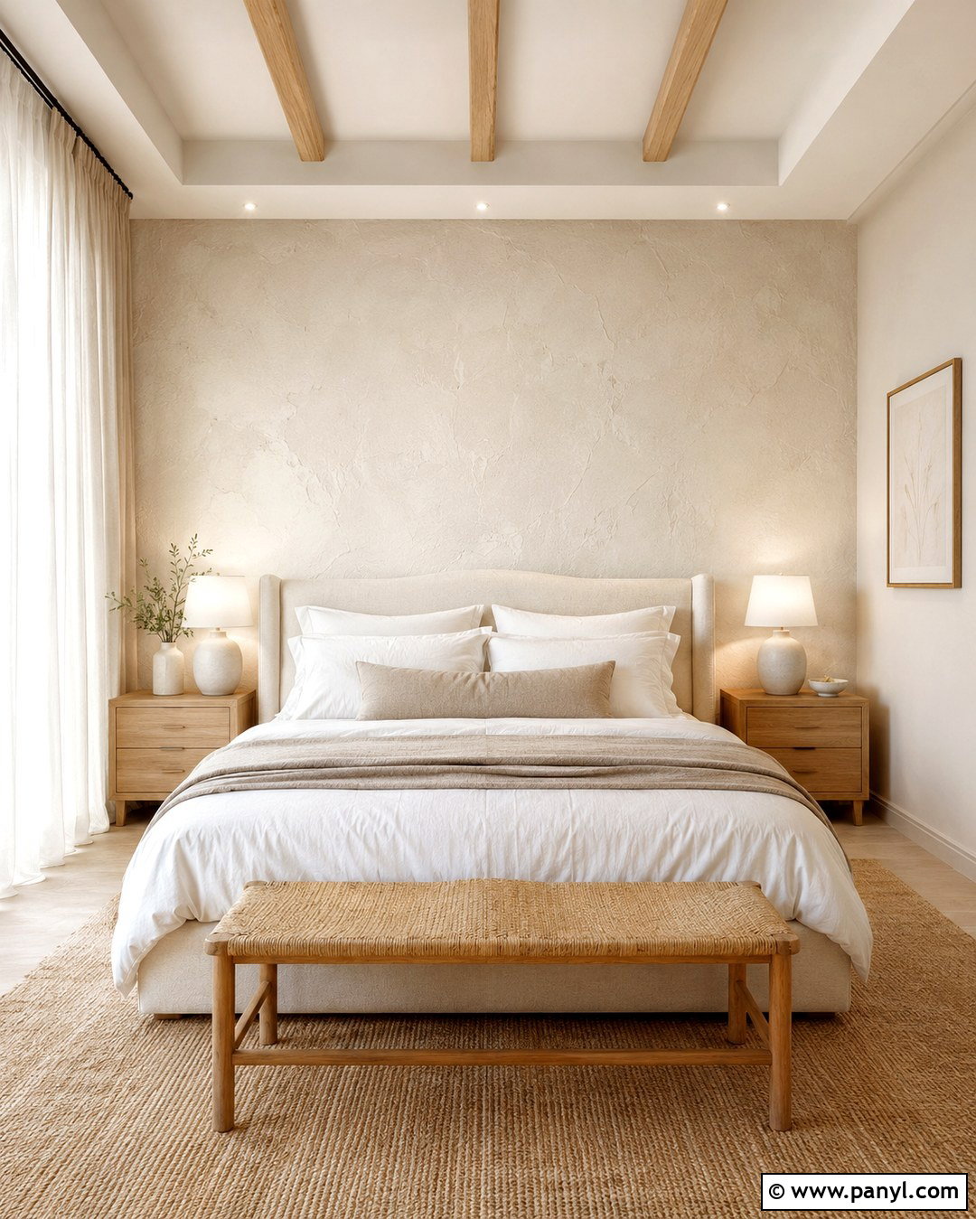 Ivory Textured Accent Wall - 20 Neutral Color Accent Wall Ideas
