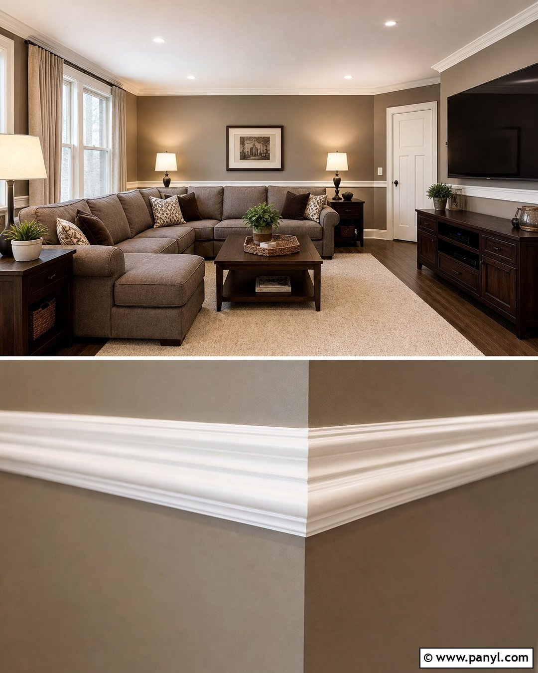Ivory Wall Border With Dark Beige Walls - 20 Neutral Color Wall Border Ideas