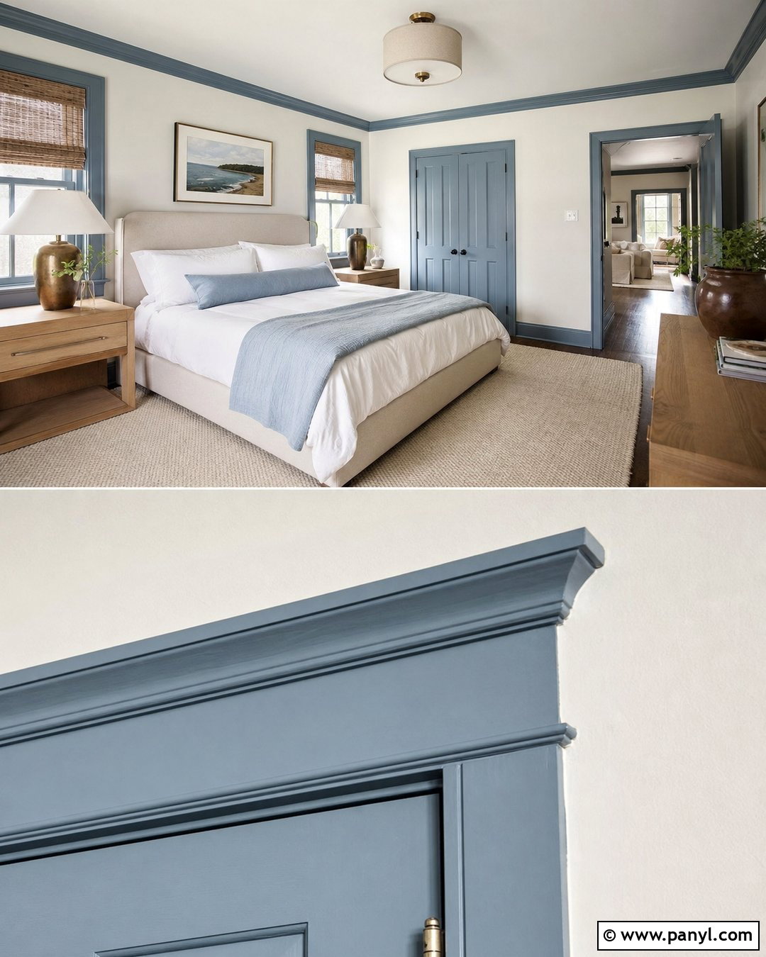 Ivory Walls With Dusty Blue Trim - 20 Light Walls Colored Trim Ideas