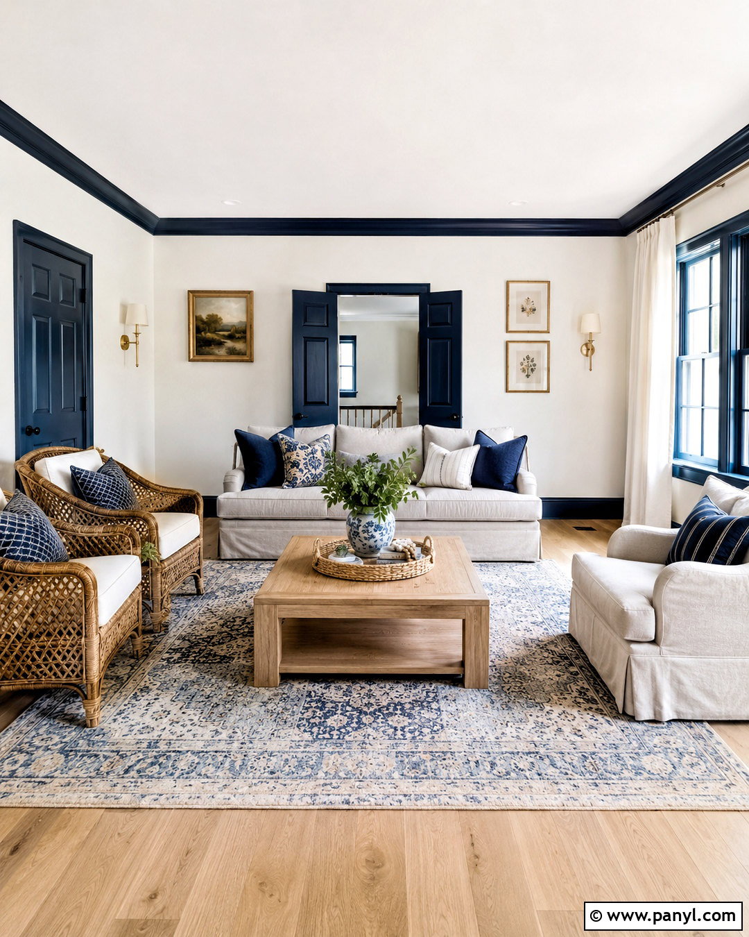 Ivory Walls With Navy Blue Trim - 40 Light Walls With Dark Trim Ideas