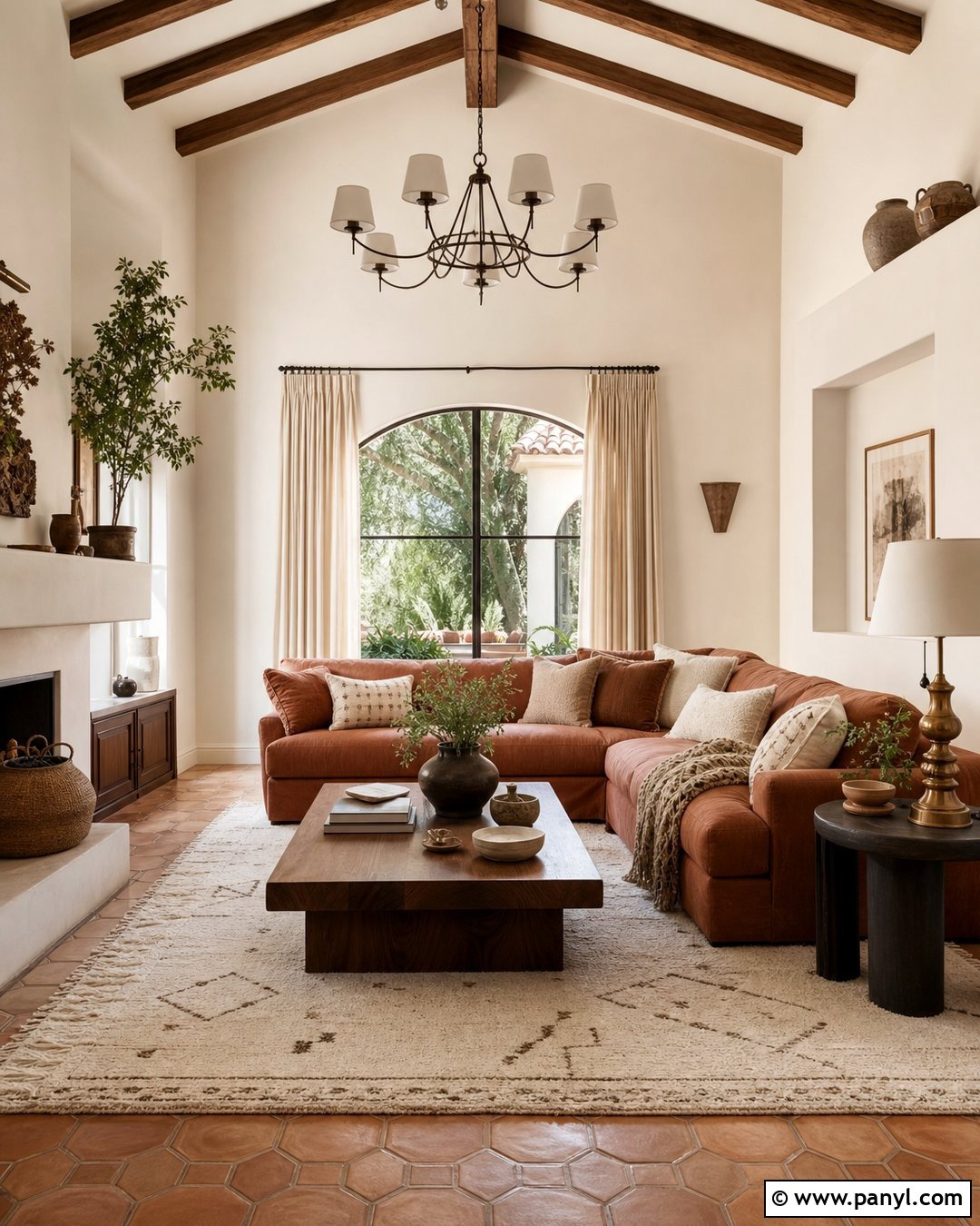 Ivory Walls With Terracotta Sectional - 20 Neutral Wall Color With Orange Furniture Ideas