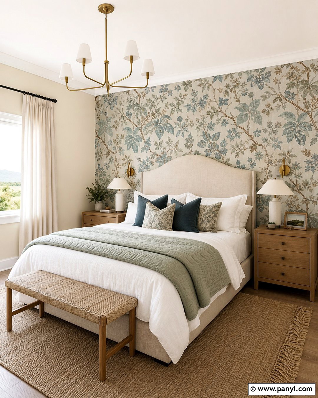 Ivory Walls With Wallpaper Accent - 35 Ivory Wall Paint Ideas
