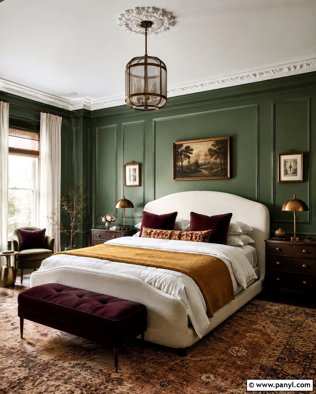 Jade Green Bedroom Picture Molding - 20 Green Painted Paneling Ideas