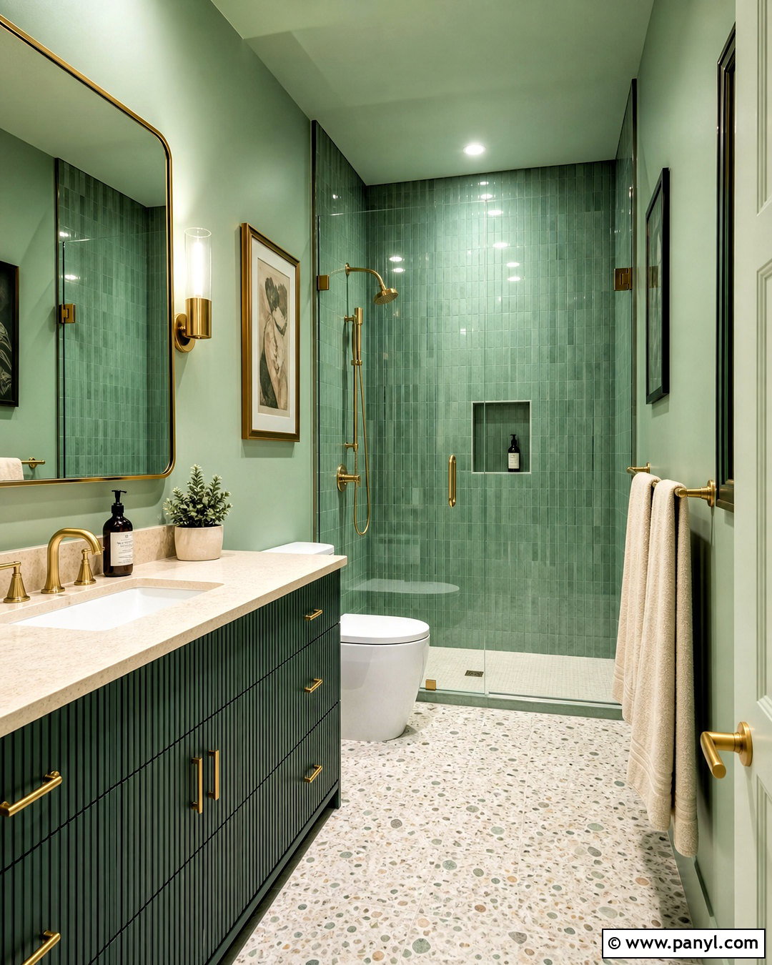 Jade Green Color Drenched Bathroom - 20 jade green bathroom ideas