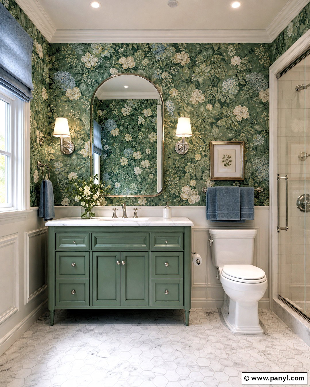 Jade Green Floral Wallpaper Bathroom - 20 jade green bathroom ideas