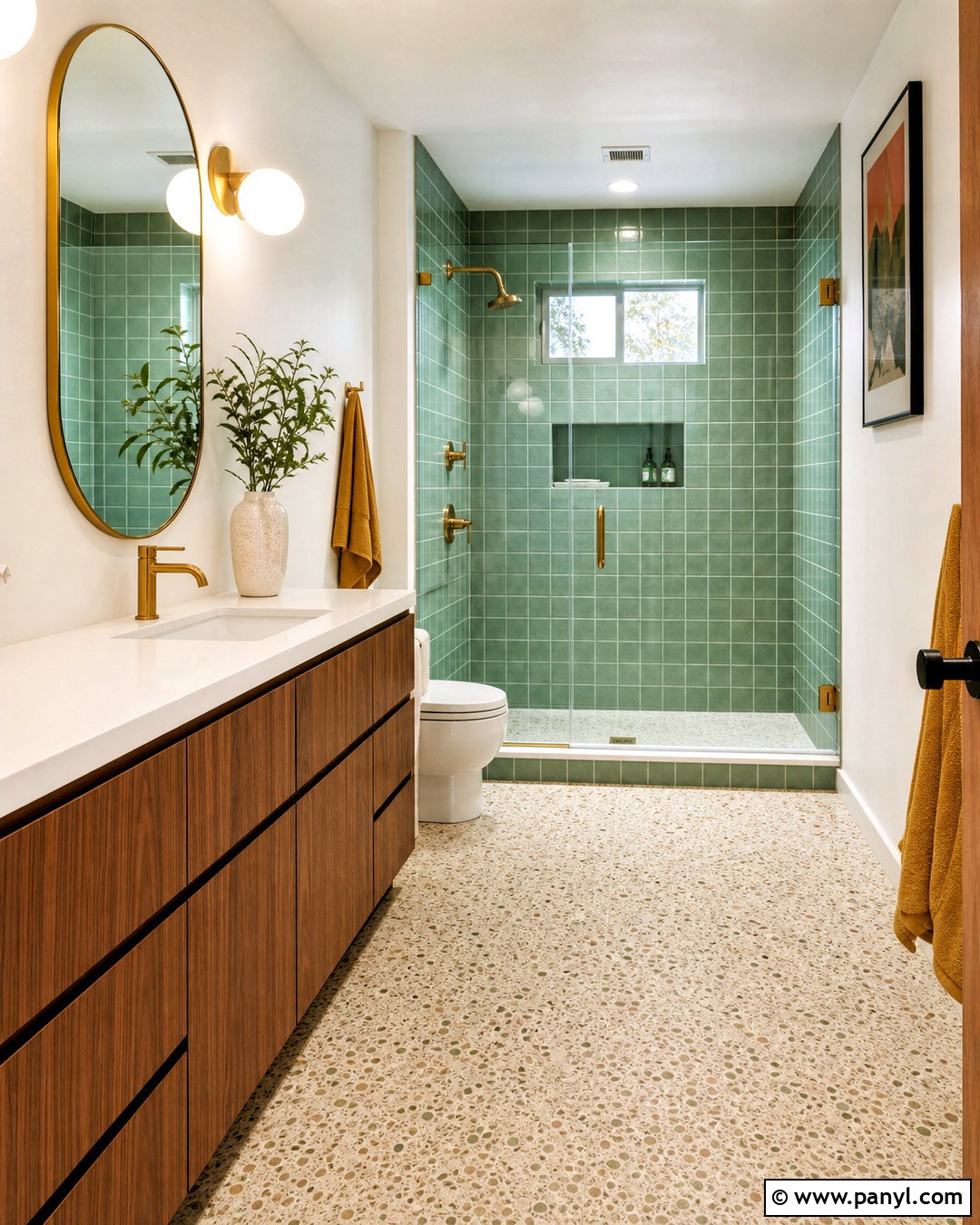 Jade Green Mid-Century Bathroom - 20 jade green bathroom ideas