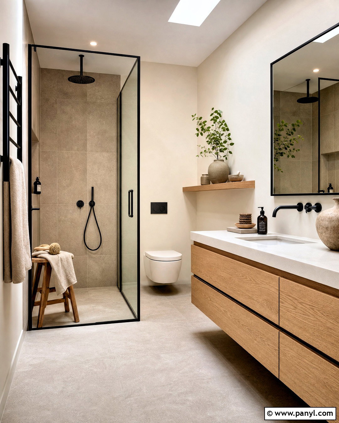 Japandi Bathroom With Black Accents - 20 bathroom with black accents