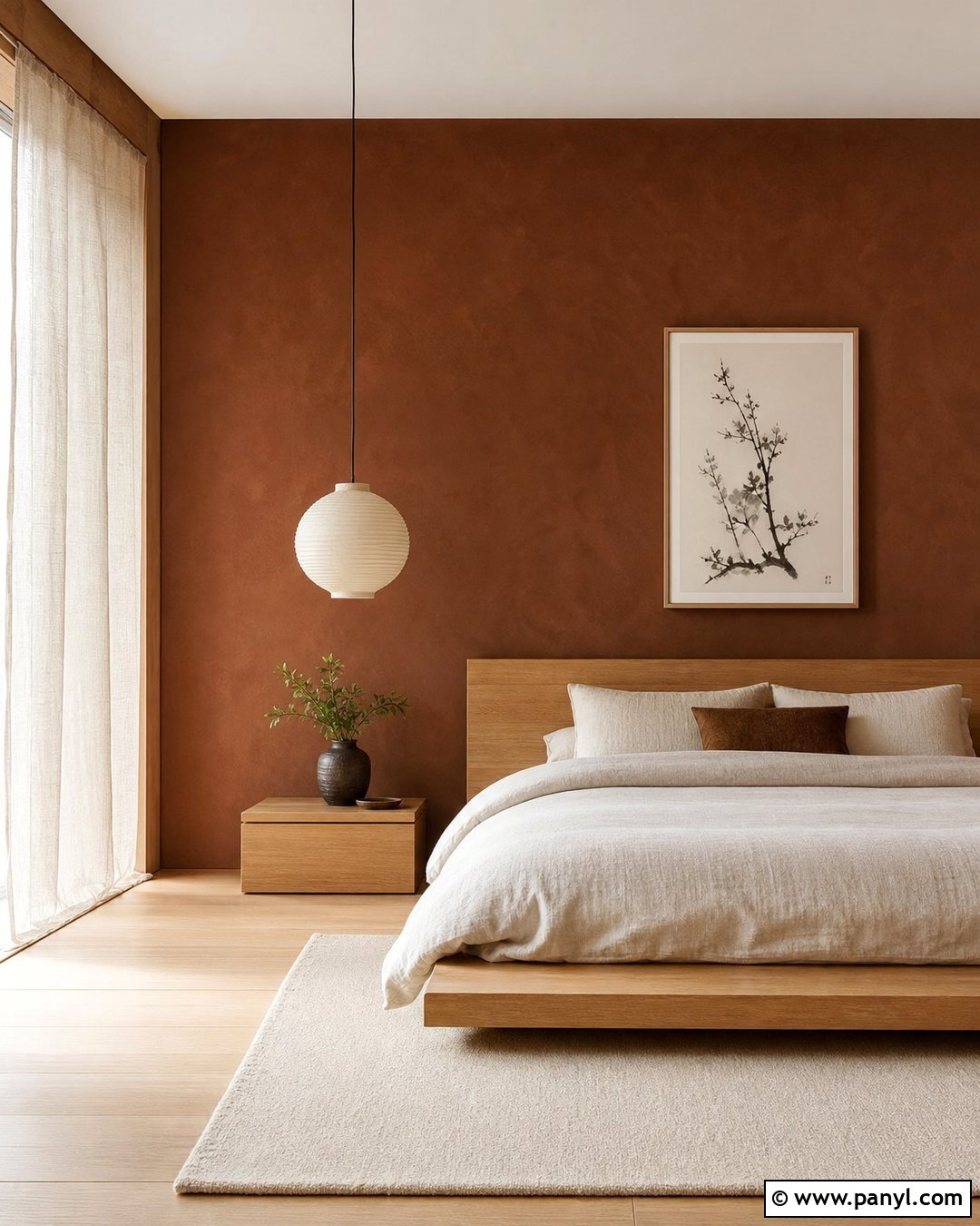Japandi Dark Brown Accent Wall - 35 Dark Brown Accent Wall Ideas