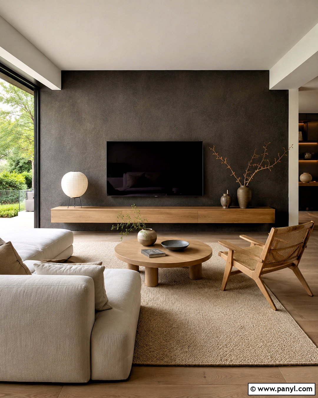 Japandi Dark TV Wall - 20 dark tv wall living room ideas