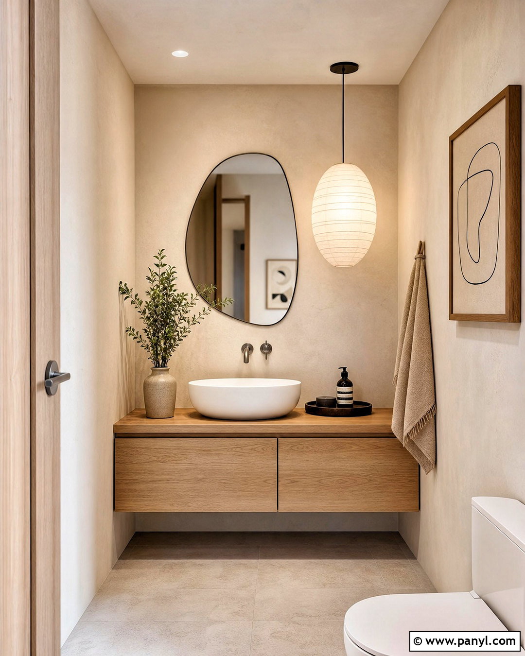 Japandi Half Bathroom - 20 half bathroom inspiration ideas