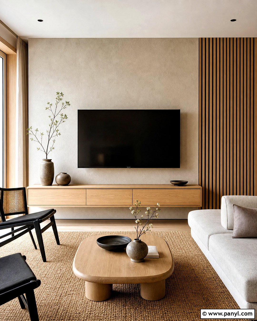 Japandi TV Wall - 20 simple tv wall design ideas