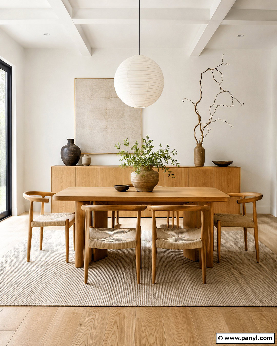 Japandi White Wall Dining Area - 20 White Wall Dining Area Ideas