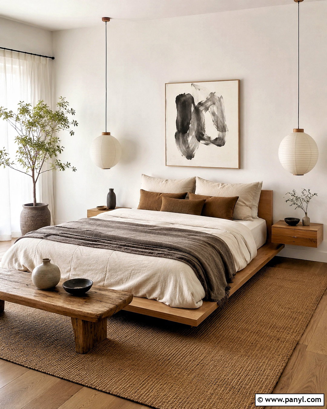 Japandi White Walls Bedroom - 20 White Walls Home Ideas